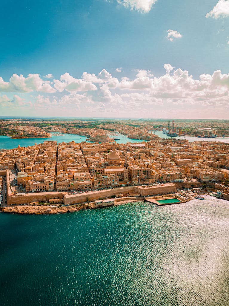 Aerial Photograph of Coastal City